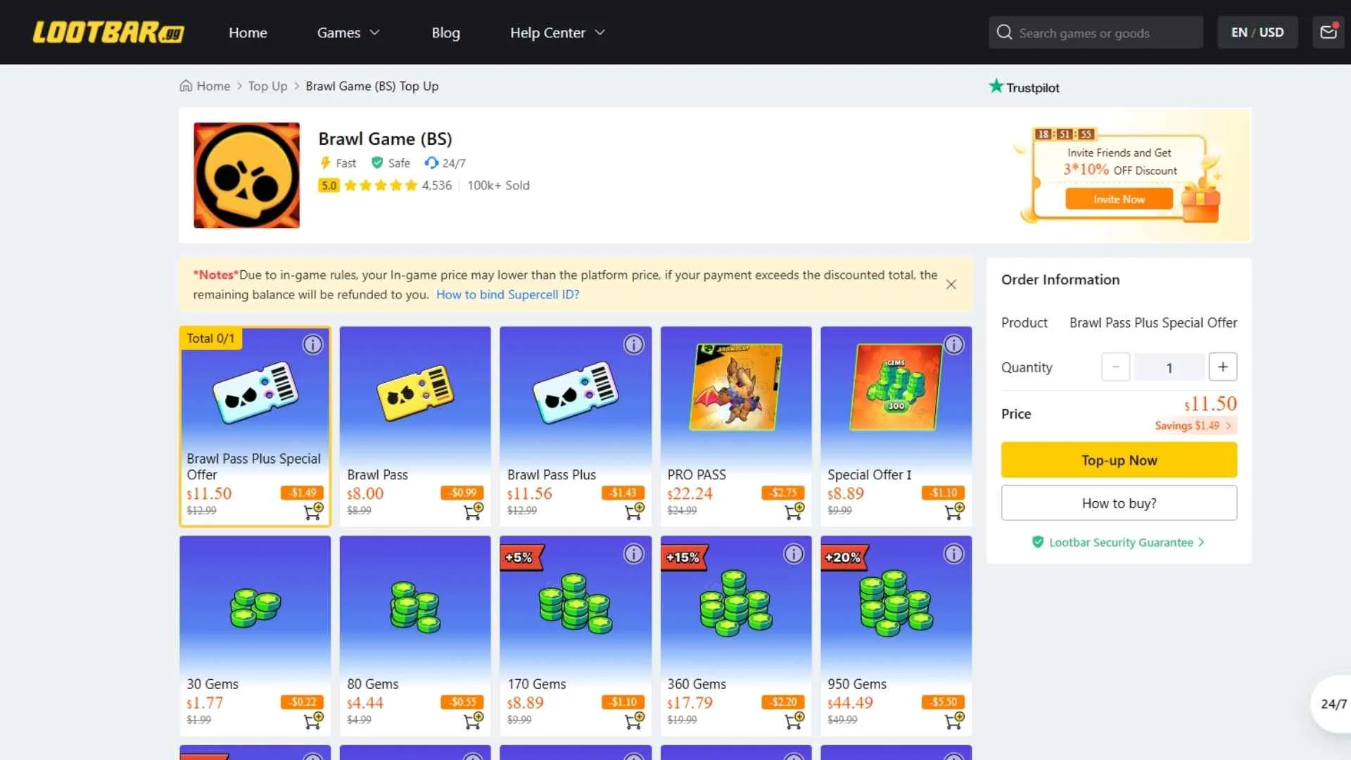 Recargas de Brawl Stars