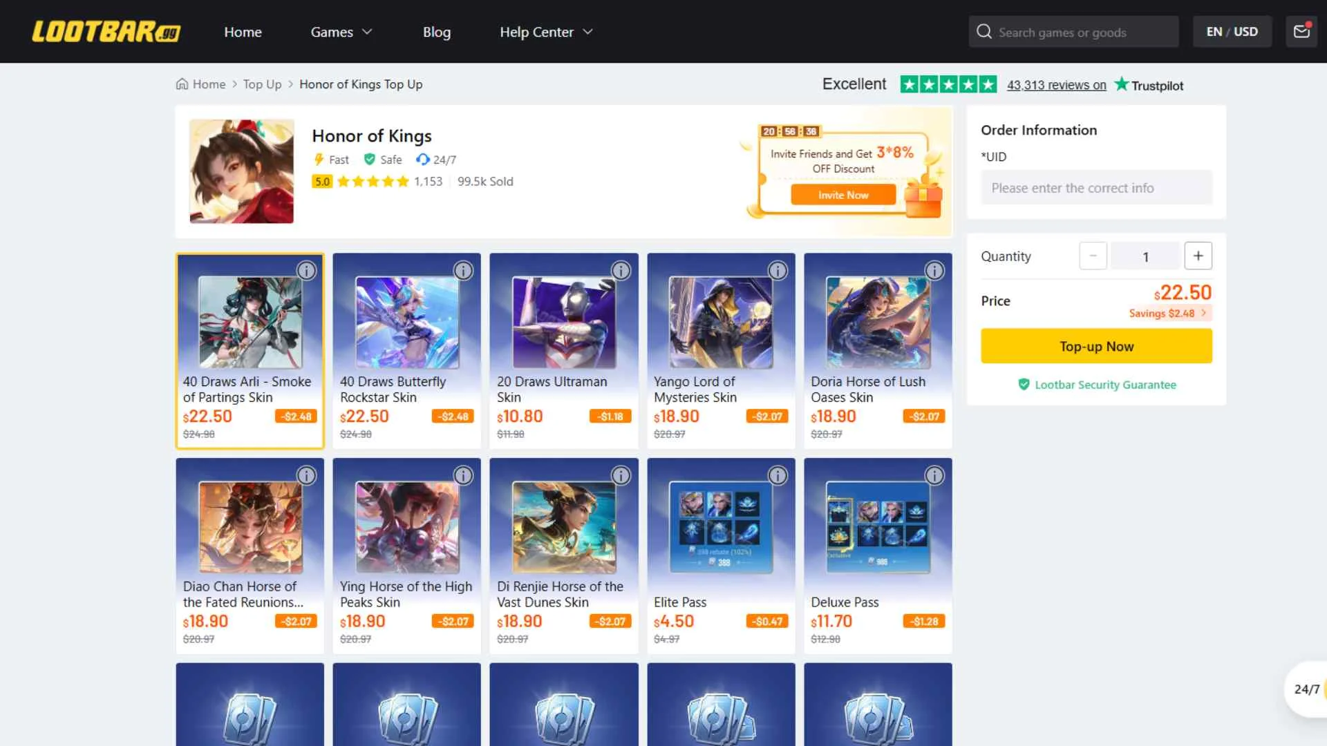 Honor of Kings top ups