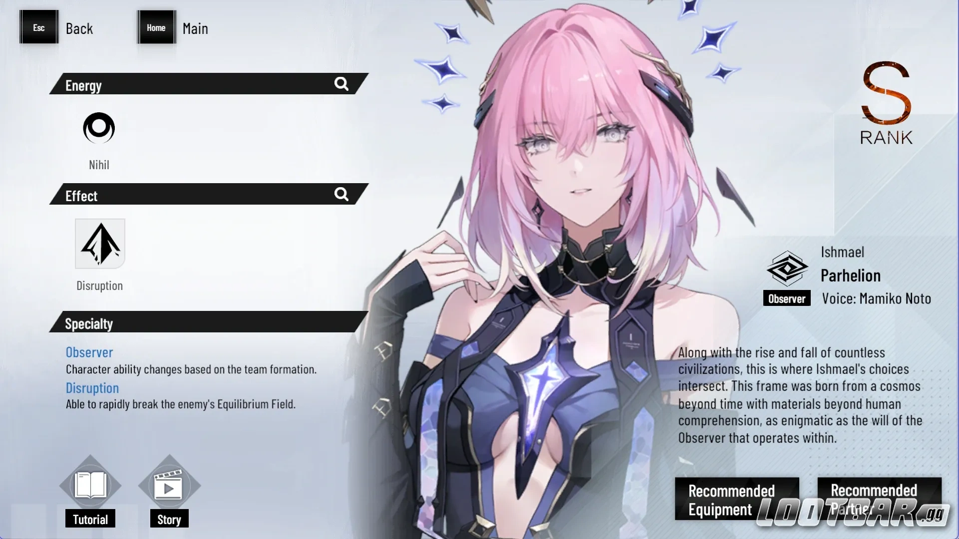 Ishmael: Parhelion character portrait in Punishing: Gray Raven-Observer class