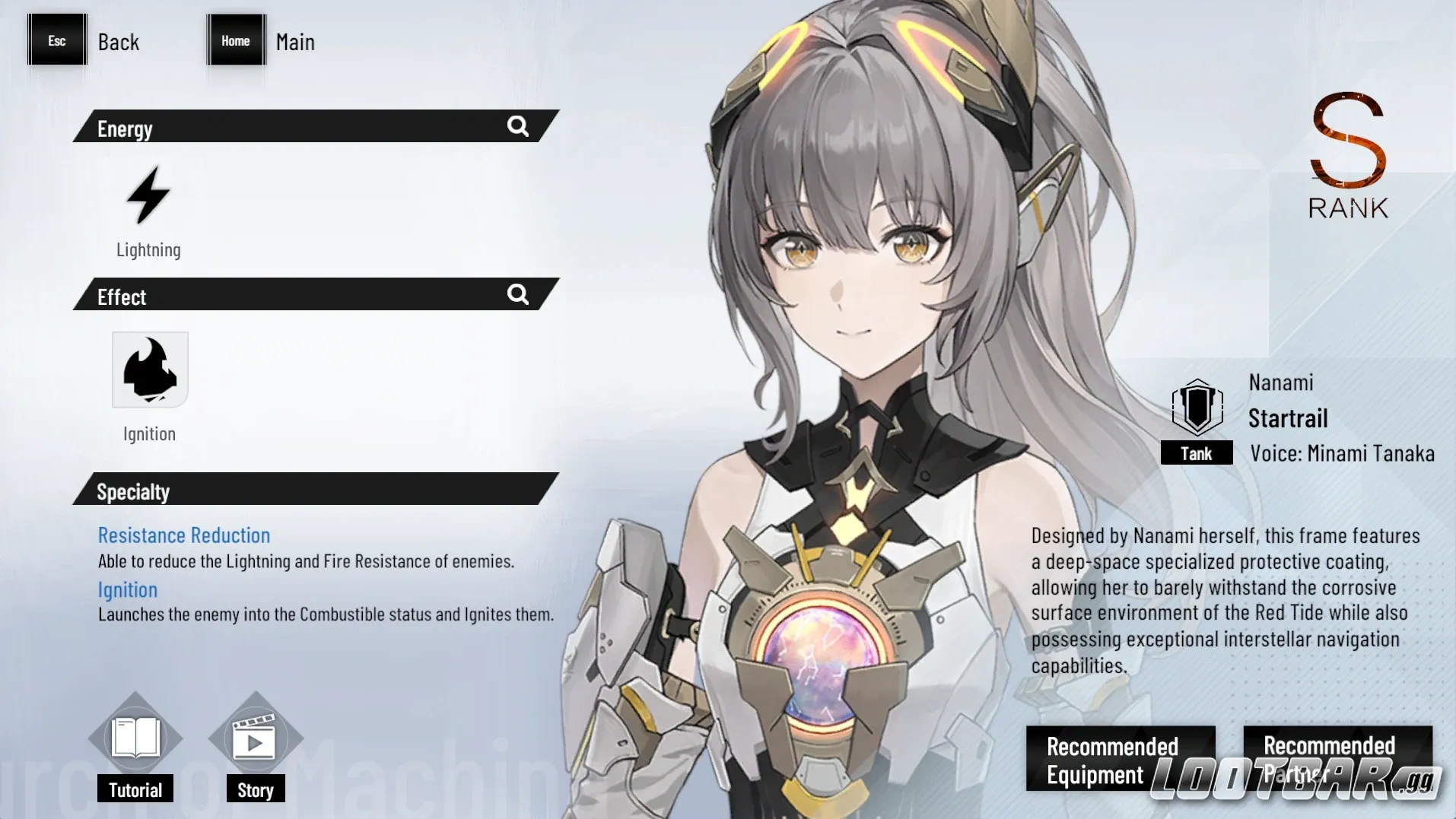 Nanami: Startrail S-Rank Lightning Tank character overview in Punishing Gray Raven