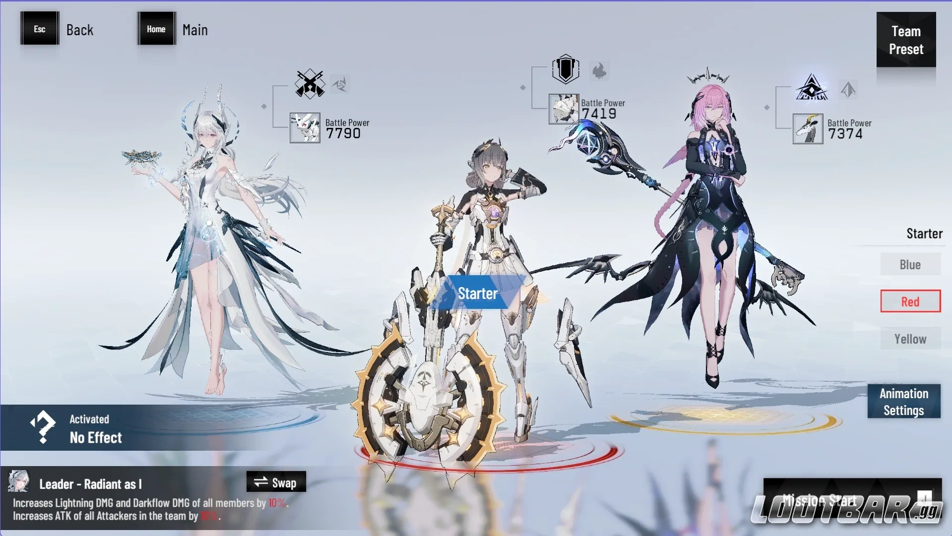 Nanami Startrail Lightning team composition in Punishing Gray Raven endgame content