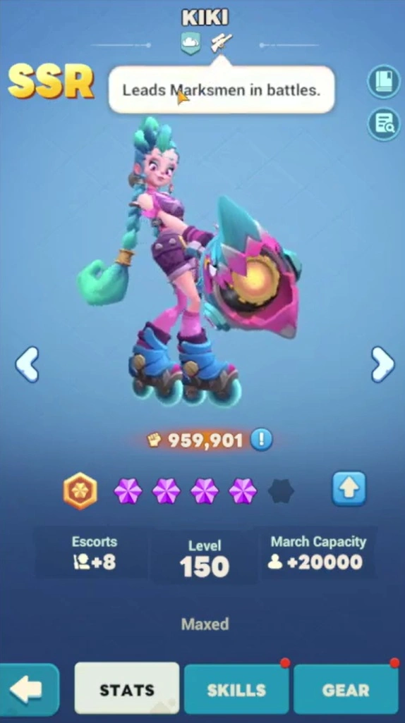 Кики в Tiles Survive как герой облачной фракции и класса стрелков