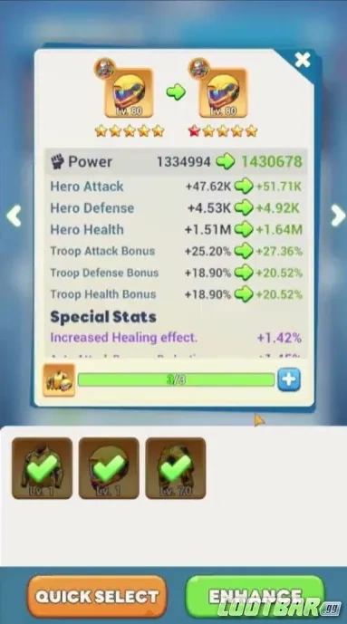 Рефорж экипировки Кики в Tiles Survive с удачным бонусом к урону