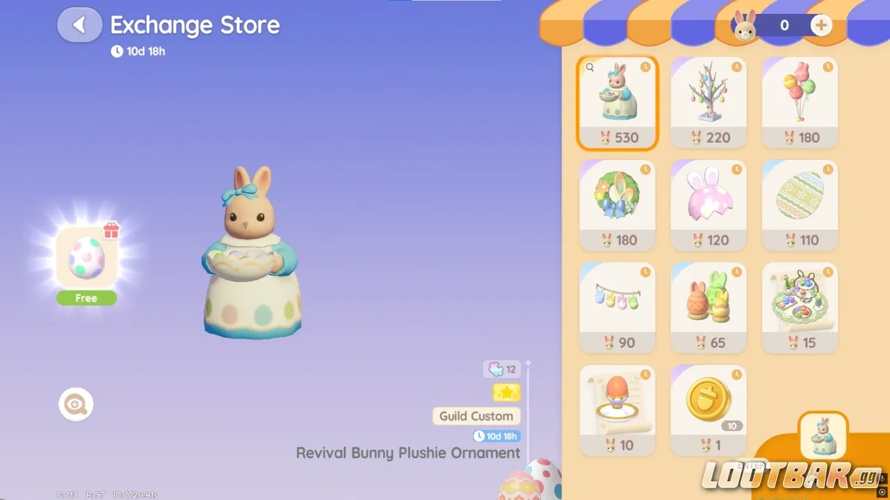 Exchange Store Items and Pom-Pom Costs