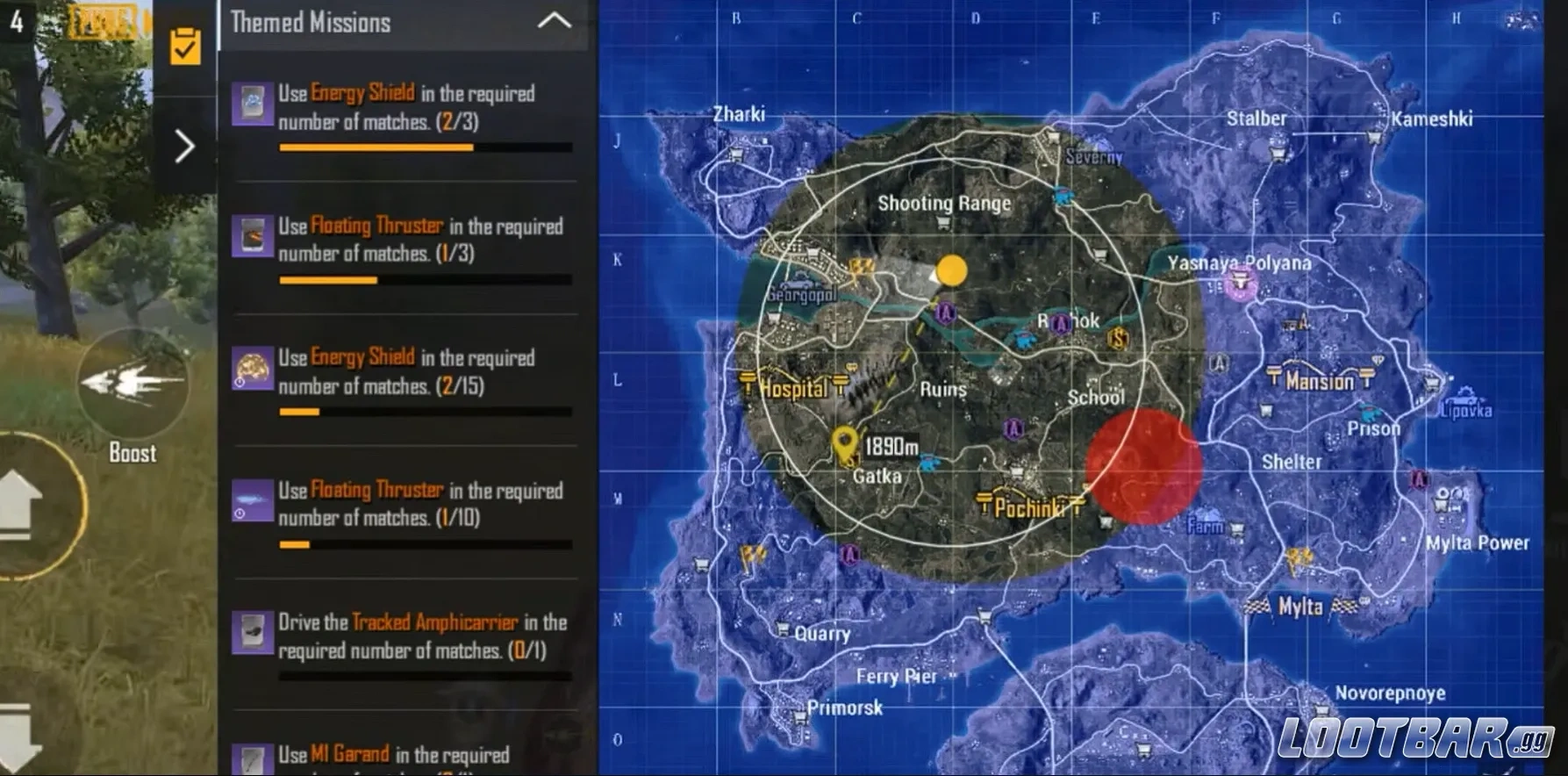 S, A, and B-Rank vaults marked on the map in Erangel