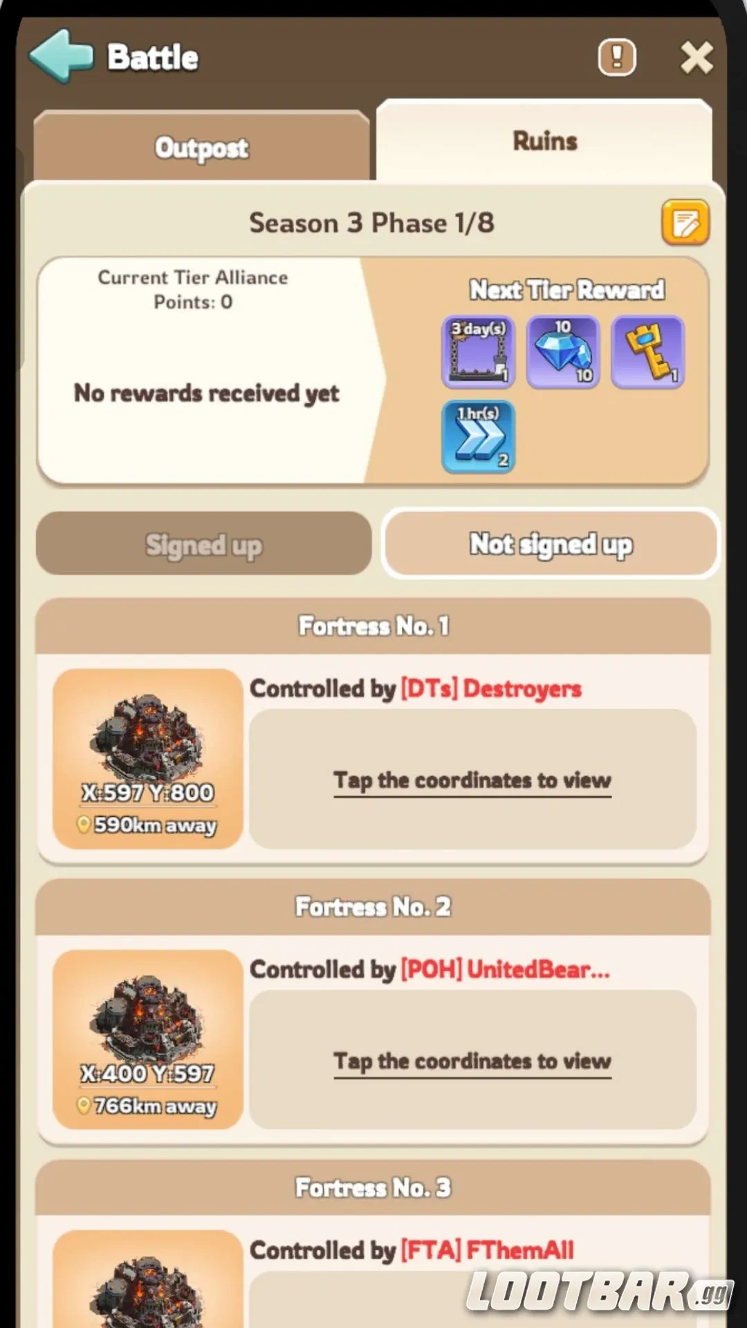 Signed up and Not Signed Up interface