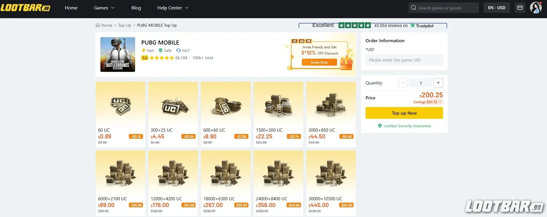 Lootbar PUBG Mobile top up