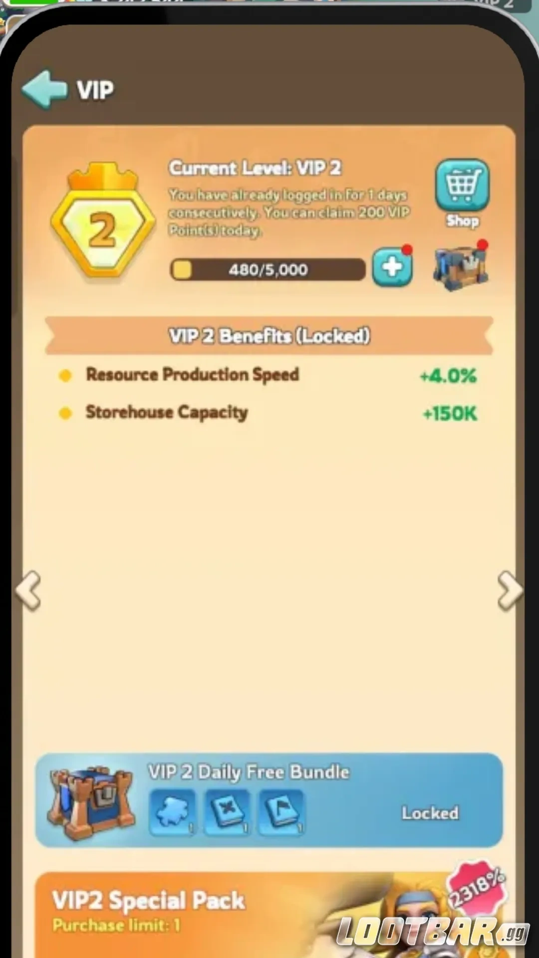 Kingshot VIP Interface