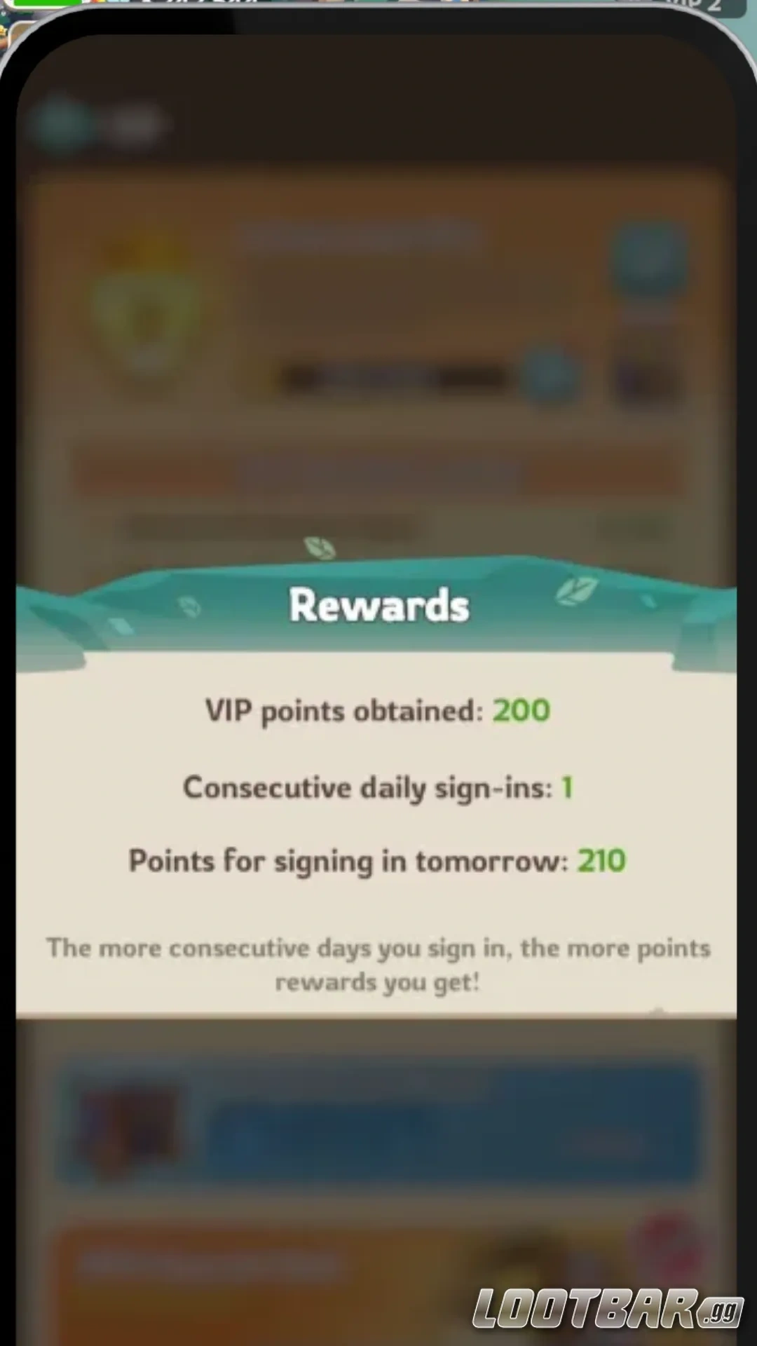 Rewards for Consecutive Daily Sign ins