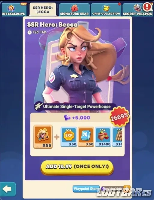 Бэкка открыта в Hero Deals в Tiles Survive на новом сервере