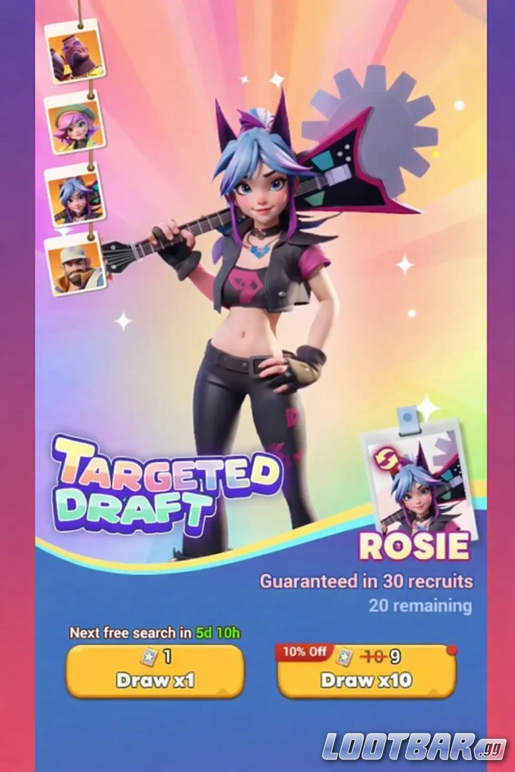 Hero Precinct в Tiles Survive с доступными героями для первого целевого набора