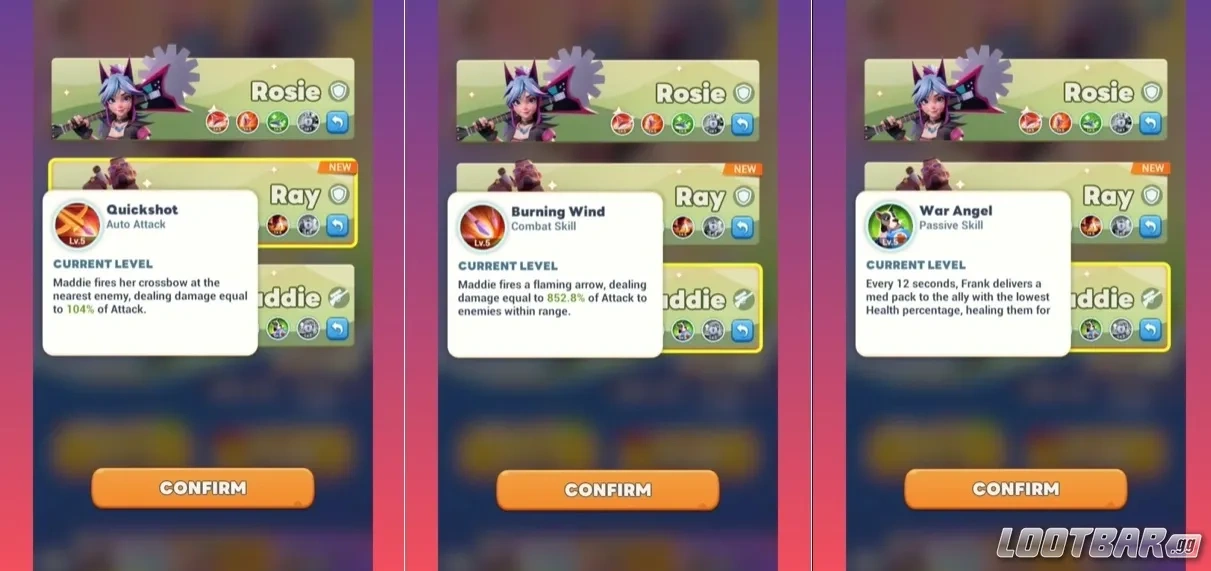 Мэдди в Tiles Survive, поддержка с лечением союзников в ранней игре