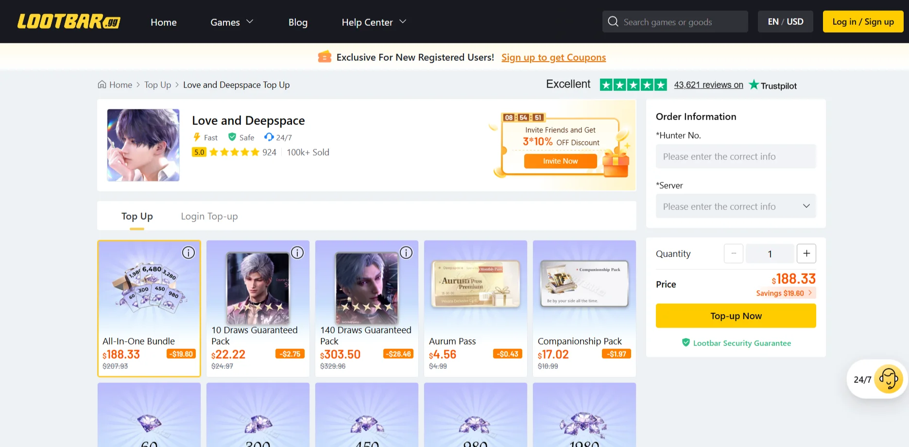 love and Deepspace Top Up