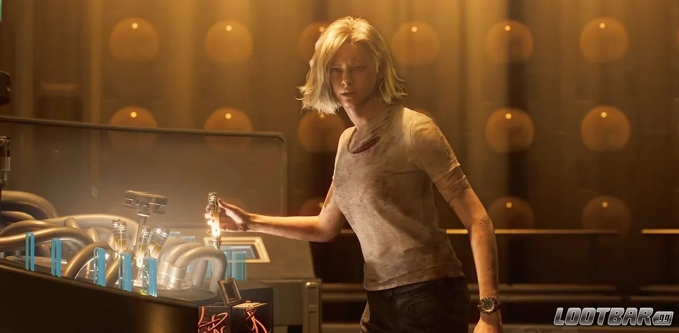 Grace holding Elpis in RE9