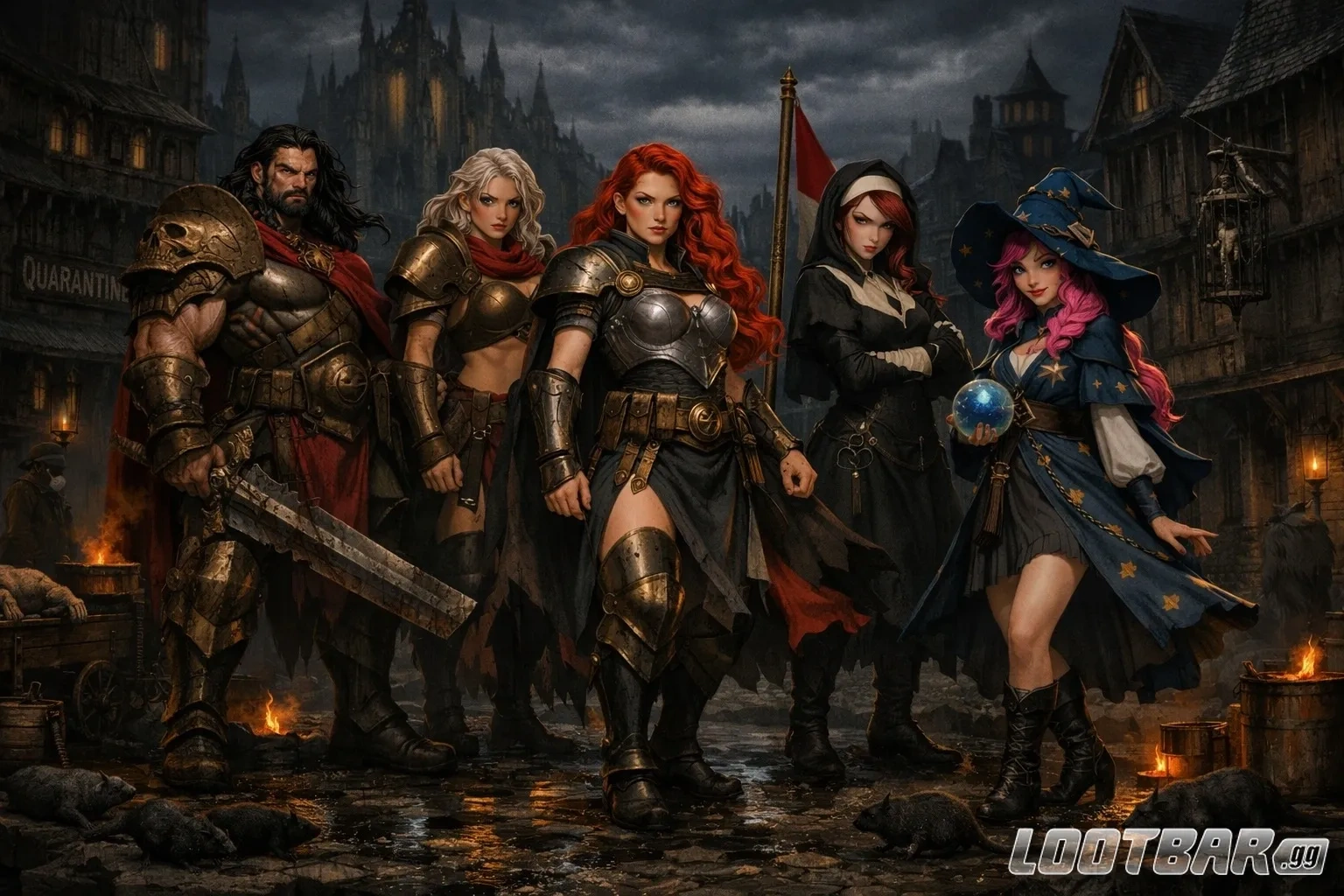 Пример стартового состава героев Last Asylum: Plague