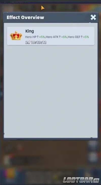 Бонусы короны короля к HP атаке и защите героев в Last Asylum: Plague