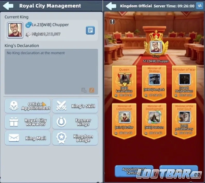 Официальные титулы короля и бонусы назначений в Last Asylum: Plague