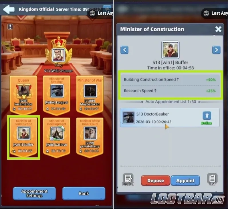 Титул министра строительства в Last Asylum: Plague