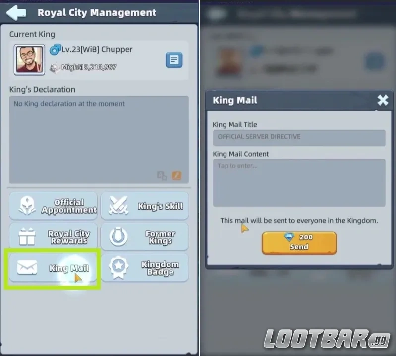 King Mail письмо всему штату за 200 алмазов в Last Asylum: Plague