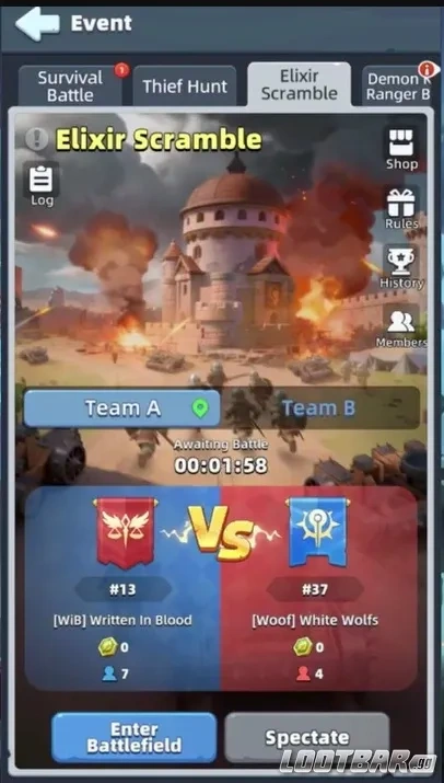 Основная и запасная команда в Elixir Scramble Last Asylum: Plague