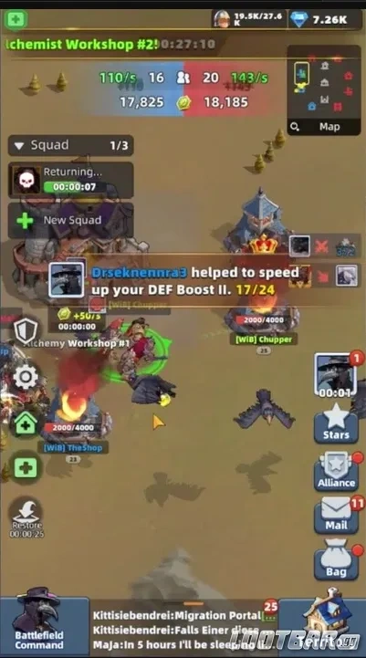 Сражение за контроль за зданиями для получения очков в Elixir Scramble Last Asylum: Plague