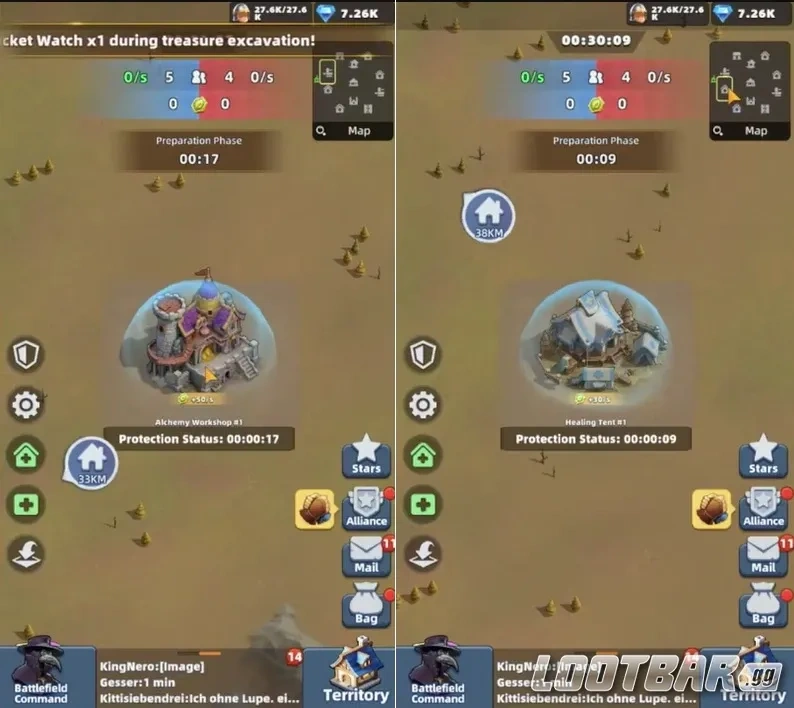 Карта Elixir Scramble со зданиями Алхимическая мастерская (Alchemy Workshop), Шатёр лечения (Healing Tent)