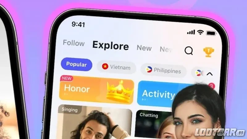 Poppo Live explore menu