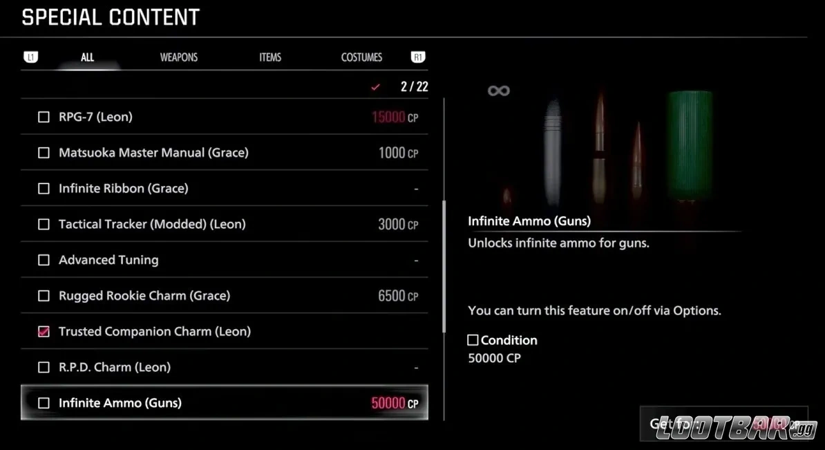 Resident Evil Requiem Infinite ammo 