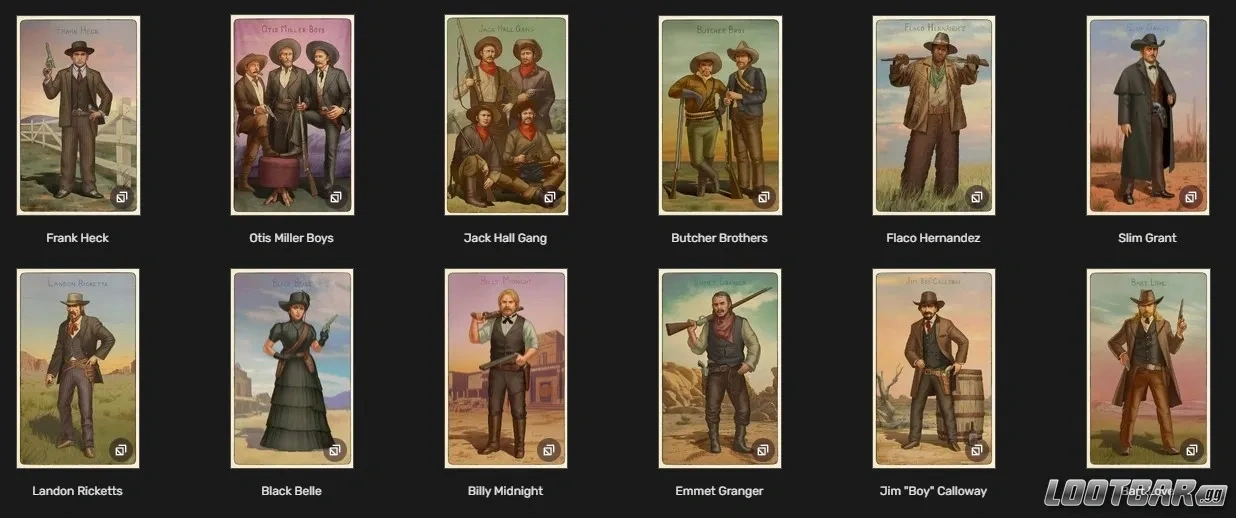 Famous Gunslingers Cigarette Card Set RDR2