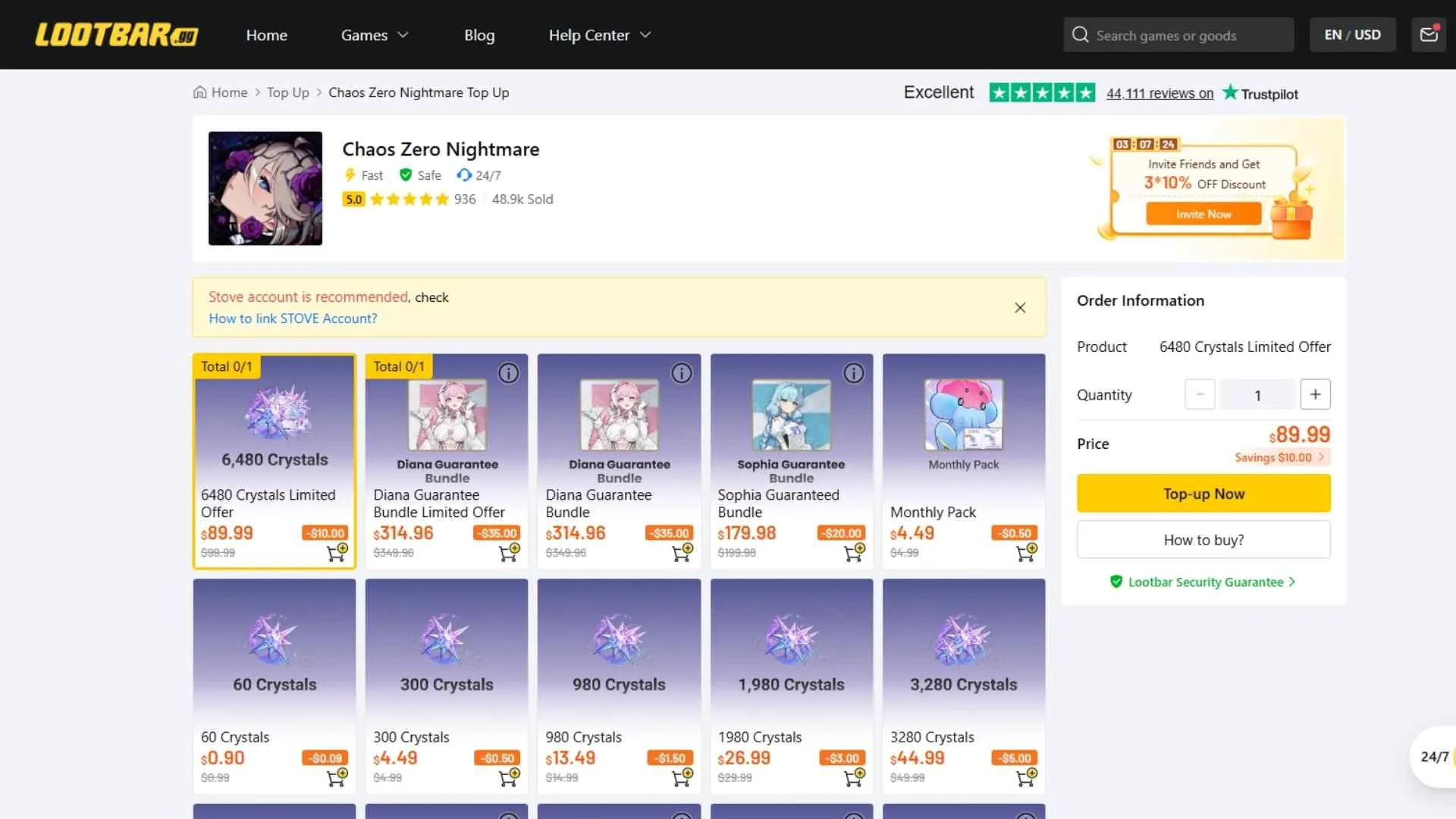  top up Chaos Zero Nightmare 