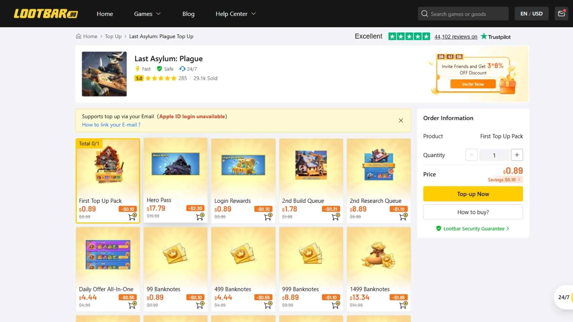 Last Asylum Plague topping up