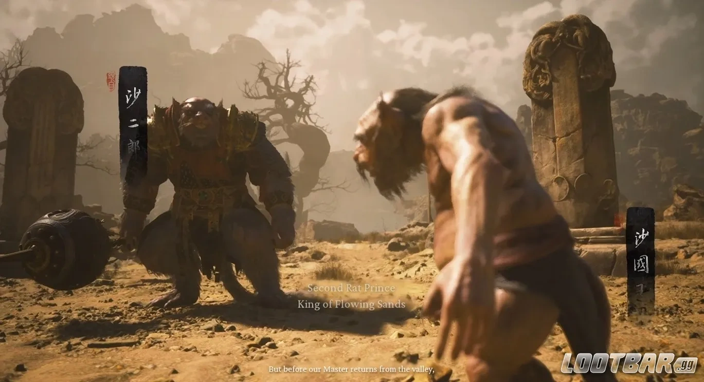 Rey de las Arenas Fluyentes y Segundo Príncipe Rata en Black Myth: Wukong Capítulo 2