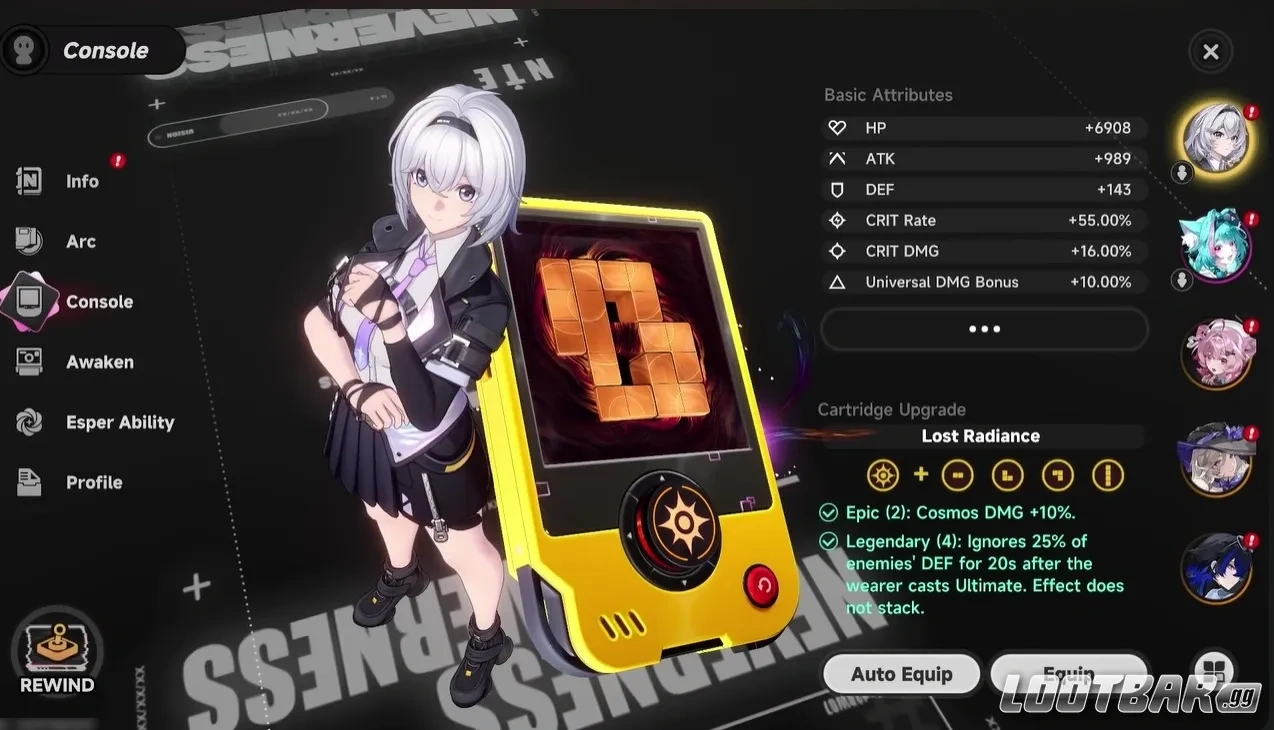 Console в Neverness to Everness использует Modules и Cartridges для настройки билда персонажа