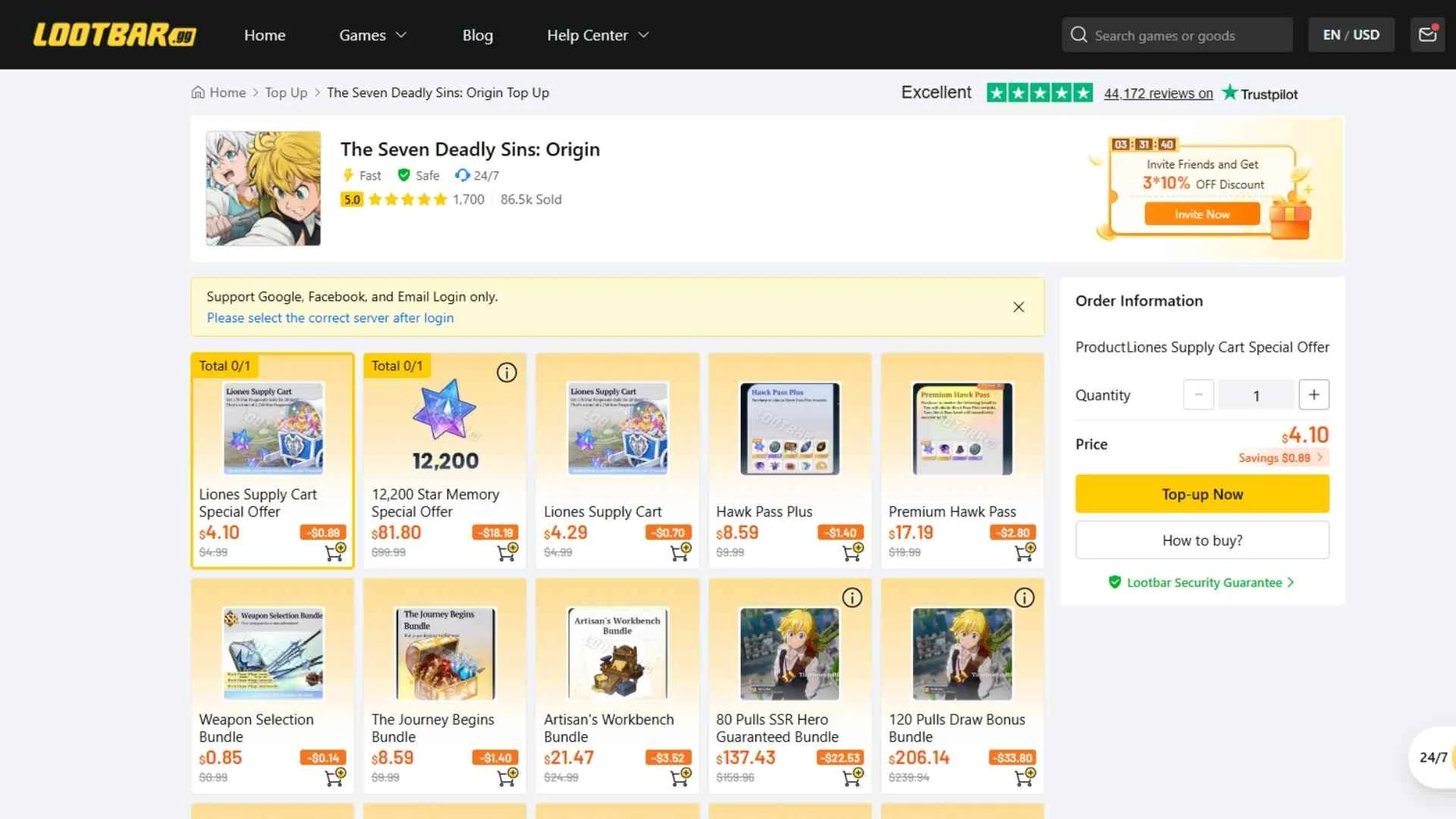 Seven Deadly Sins Grand Cross top-ups 