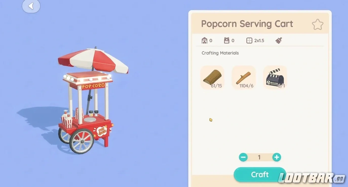 Materials You Need to Craft the Popcorn Cart in Heartopia