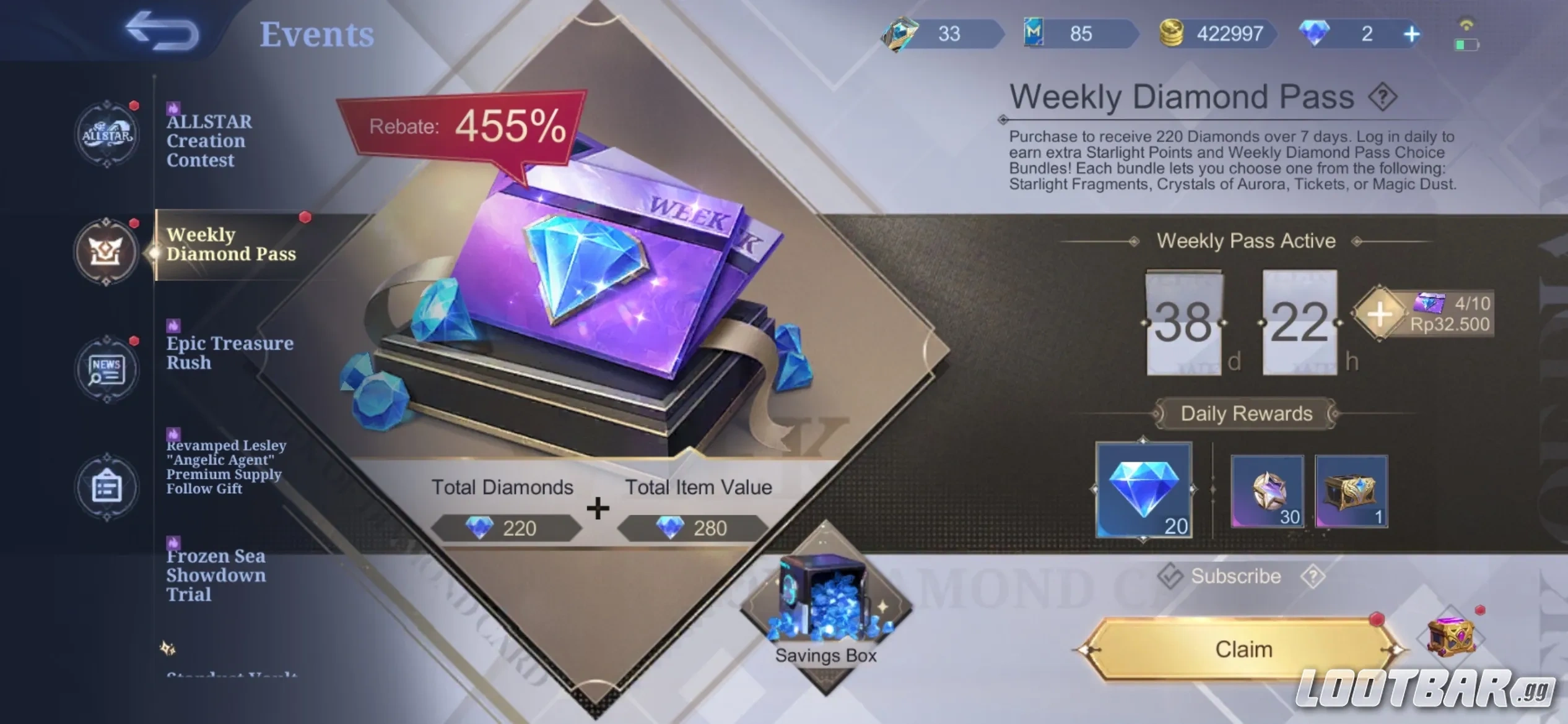 Weekly Diamond Pass