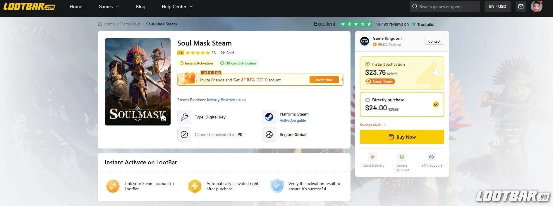 Buying Soulmask Steam Key from Lootbar