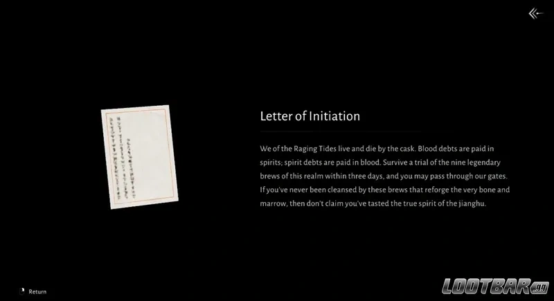 Where Winds Meet Raging Tides Sect - Letter of Initiation