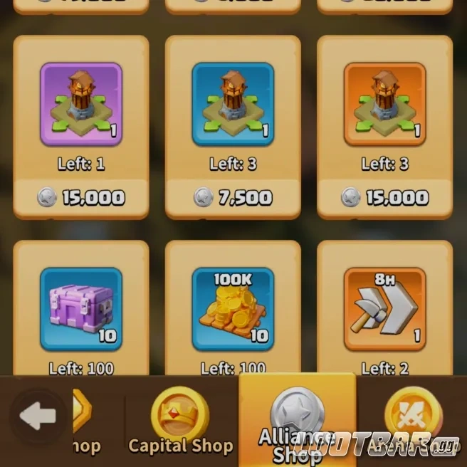 Alliance Shop in Dark War