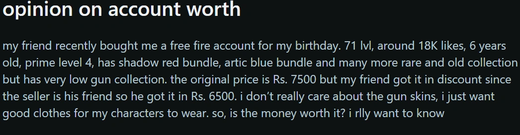 Reddit users about FF scams