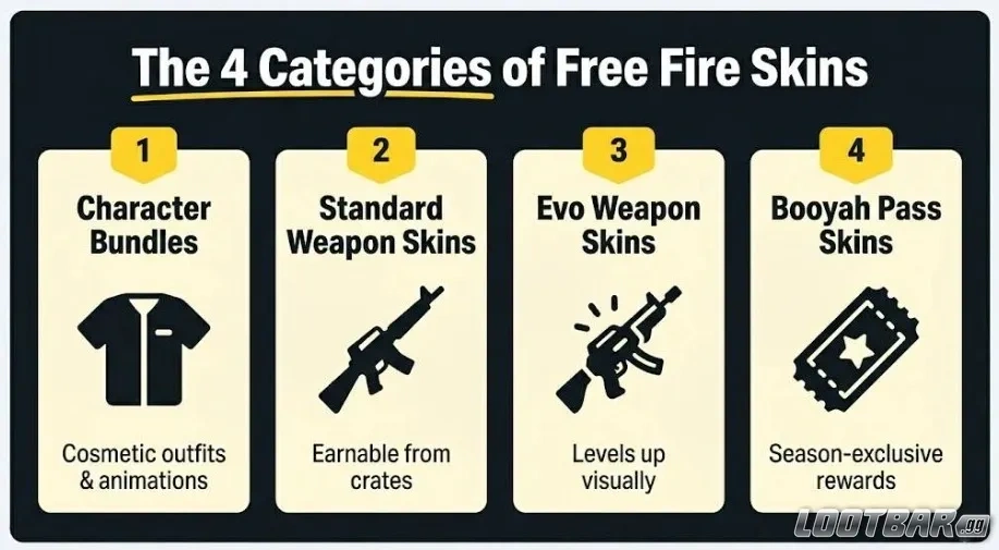 The 4 Categories of Free Fire Skins