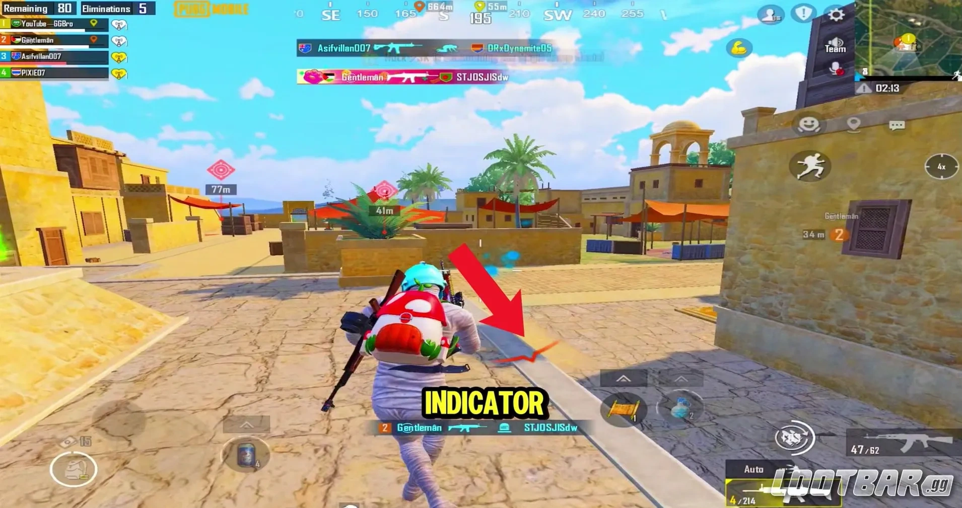 Индикатор направления урона помогает найти врага с глушителем в PUBG Mobile