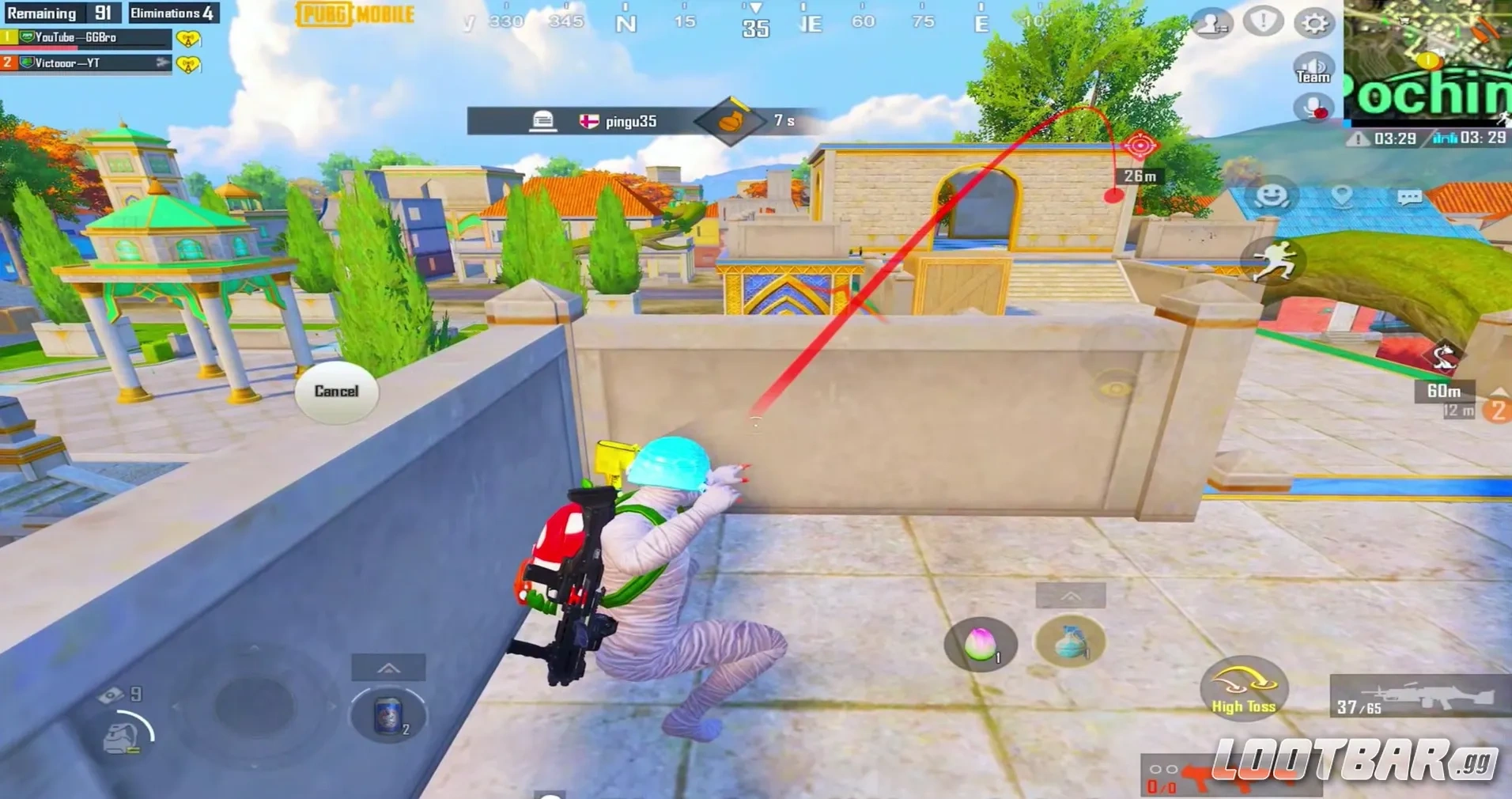 Правильное использование гранаты после урона по врагу в PUBG Mobile
