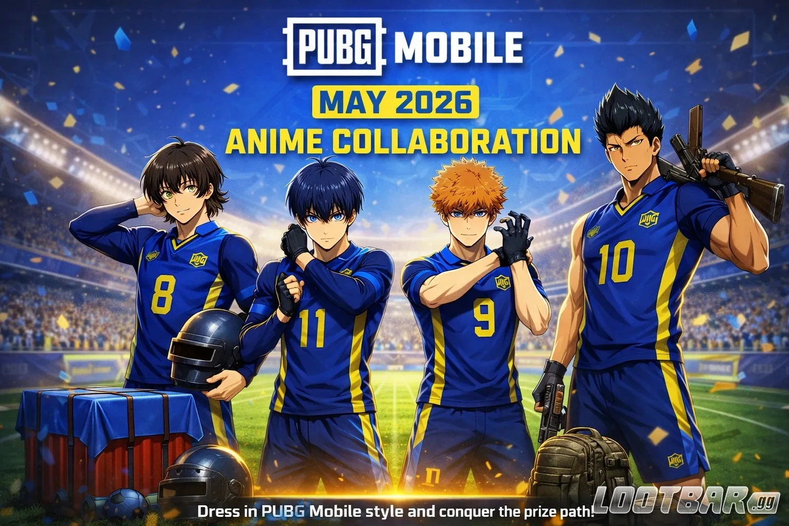 Аниме-коллаборация PUBG Mobile в мае 2026 со спортивными костюмами и призовым путём