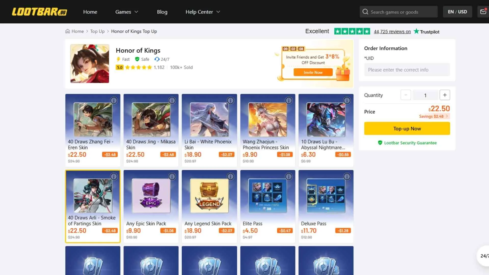 top up Honor of Kings