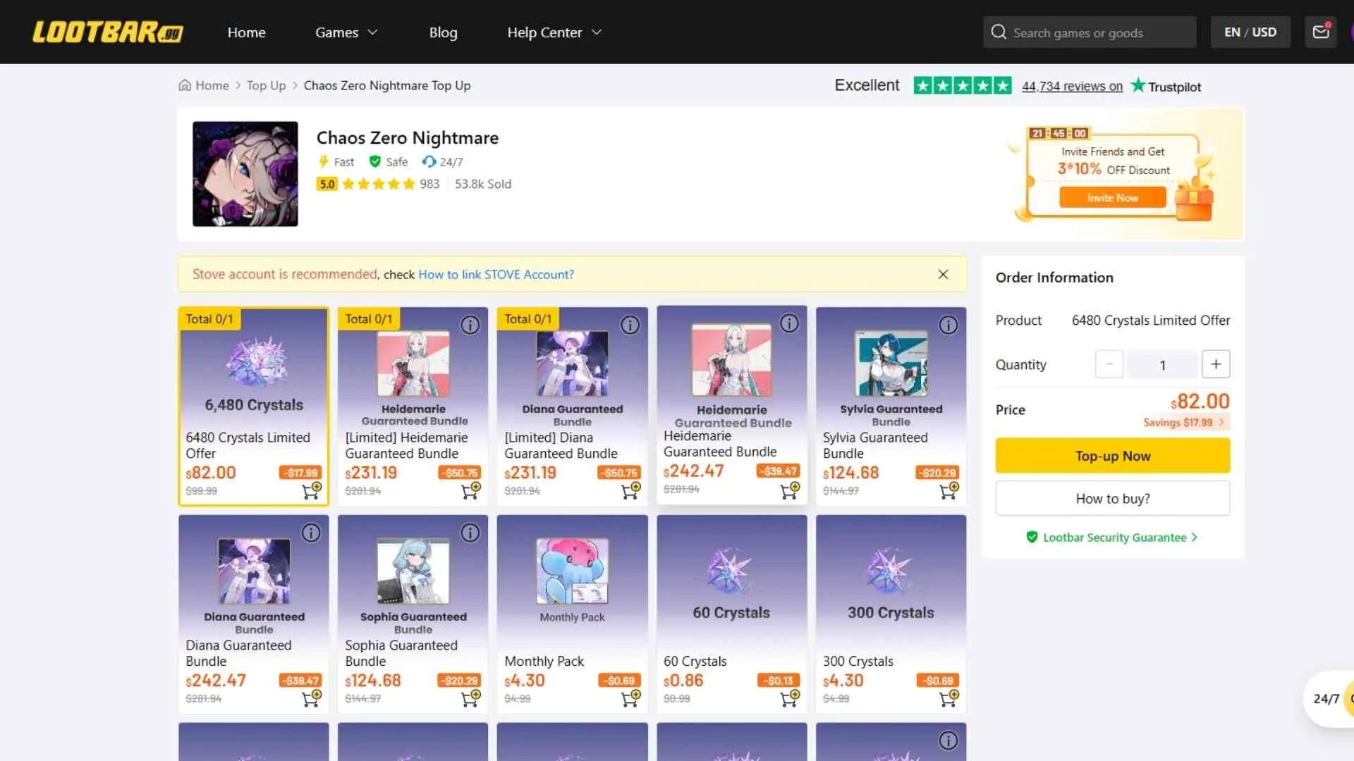 Chaos Zero Nightmare top-ups