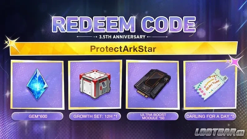 Rewards from redeeming a code in NIKKE