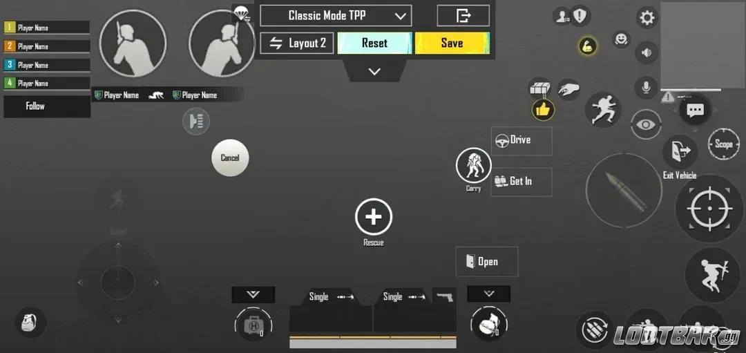 PUBG Mobile 2 finger layout