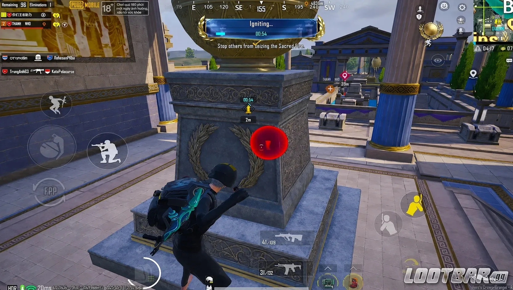 Испытание со священным огнём в PUBG Mobile 4.4, где нужно удерживать точку минуту