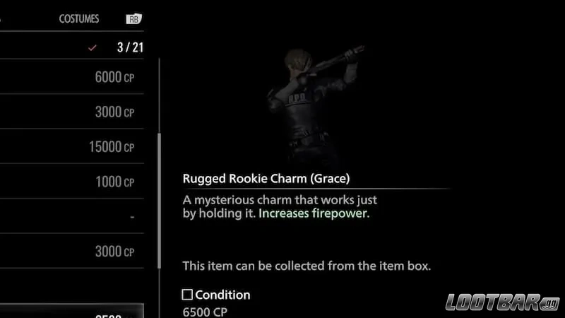 The Rugged Rookie charm in Resident Evil Requiem